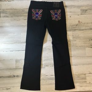 - #M76 SILVER DAGGER rhinestone jeans sequins pockets size 31